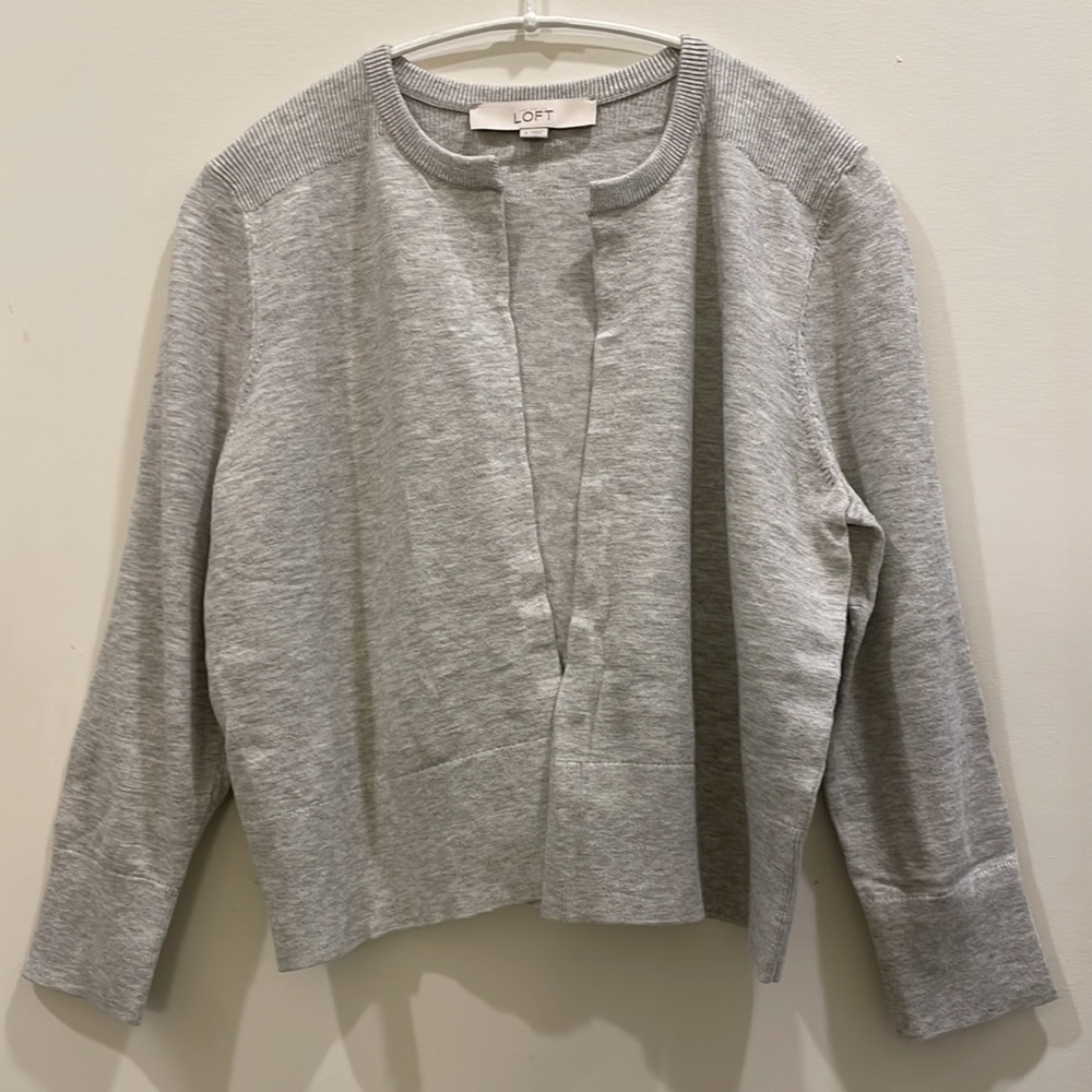 LOFT Open front cropped cardigan/Gray/S